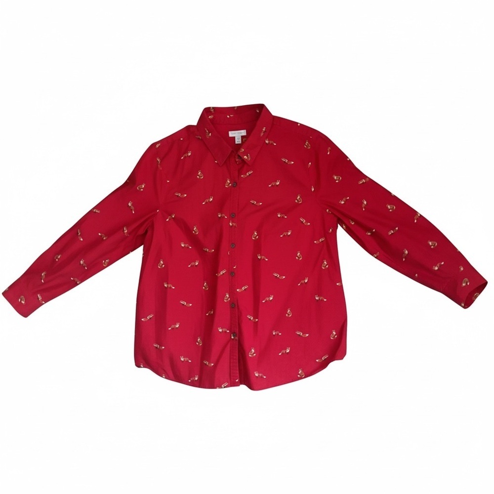 Charter Club Button Down Shirt Red Size XXL Eclectic